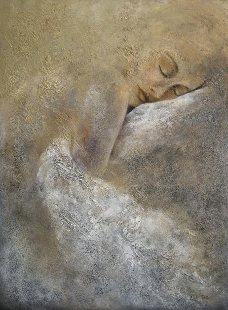 Cielo stellato, 2024, materico, acrilico, olio su tela, cm 60 x 80 cm