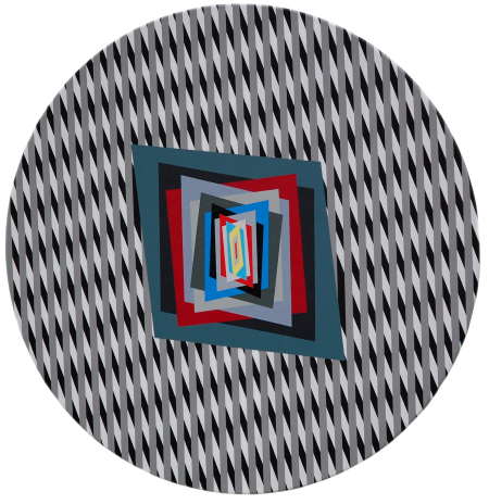 Circular color effect in op art, 2018, acrilici su tela, cm 80x80x1