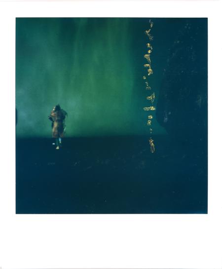 Condom, 2025, polaroid con oro, 77 x 79 mm