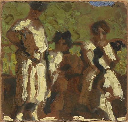 Tre figure al sole, 1921, olio, cm 23x25