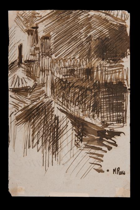 Senza titolo, disegno a inchiostro marrone su carta, senza data, cm 21,5x14