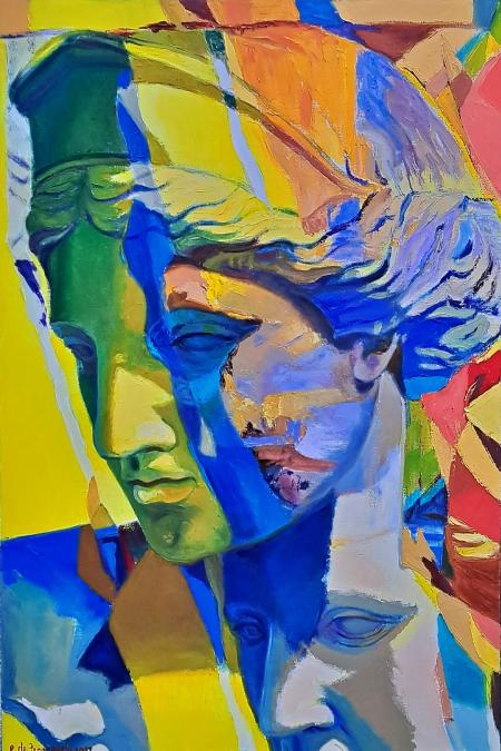 Divagazioni su Venere, 2022, tecnica mista su tela 40x60 cm