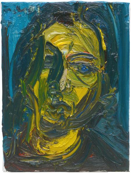 Donna con occhi azzurri, 2023, olio su tela, 30x40cm