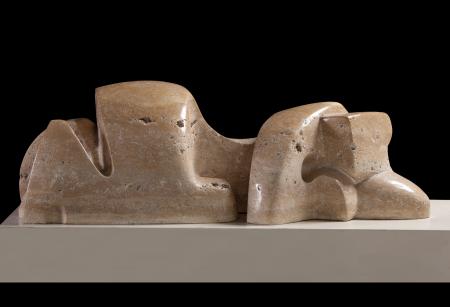 Dormiente (prospetto), 1984, marmo travertino, 120 x 70 x 70 cm