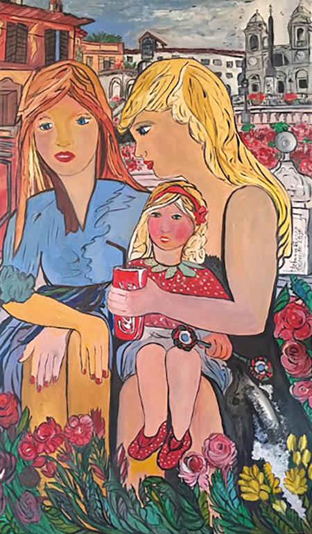 Drink a Trinità dei Monti, 2016,  olio su tavola di legno 60 x 100 cm