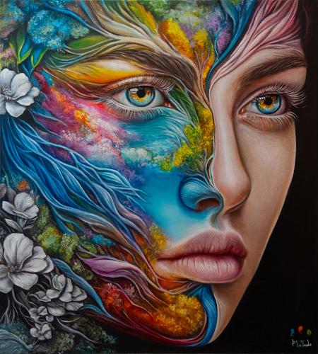 Dualis, 2024, olio su tela 90x100 cm