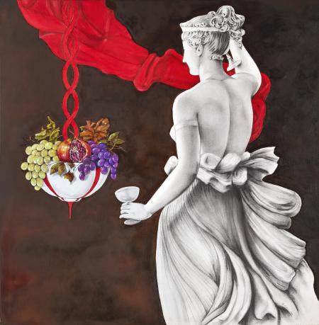 EBE, 2023, tecnica olio e grafite su tela 90x90 cm