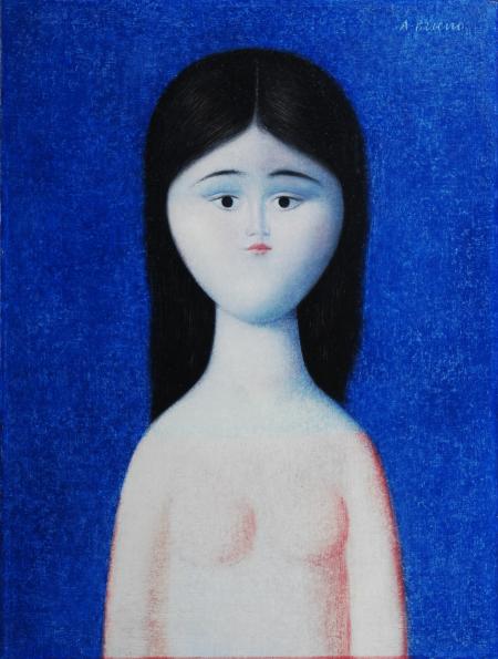 Fanciulla, 1973, olio su faesite, cm 40x30
