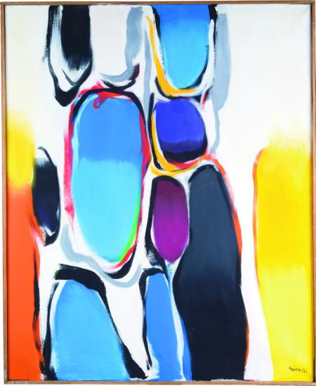 Figure geometriche, 1971, olio su tela 80 x 100 cm