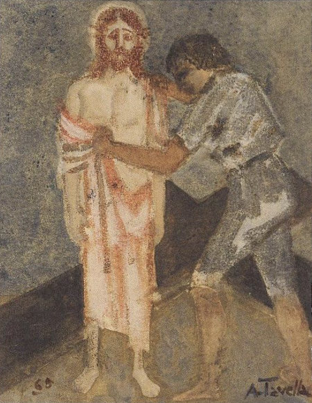 Gesù viene spogliato, 1968, olio su faesite, cm 34x27