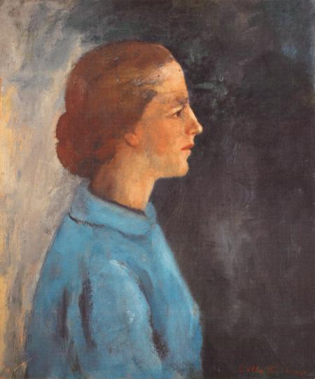 Profilo di giovane donna , olio su tela, 50x60 cm