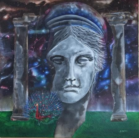 Giunone, tecnica mista su tela, 100x100 cm