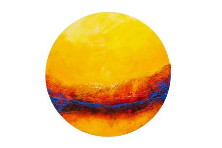 Marte Redondo, 2025, tecnica mista su tavola, diametro 80 cm