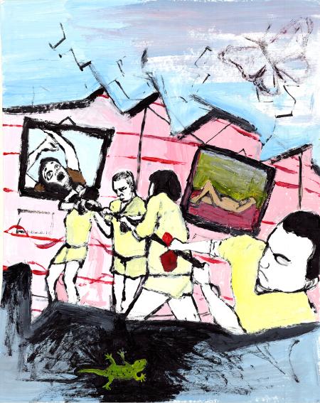 I lose myself, 2025, acrilico su carta, 52 x 64 cm