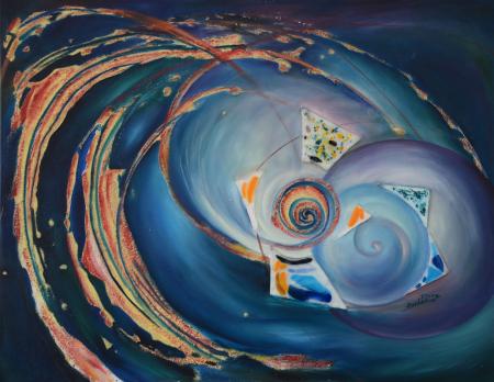 I più lievi palpiti dell'universo, 2007, tecnica mista 90x70 cm