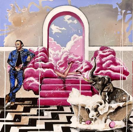 Ice cream and vanilla foam, 2025, acrilici su tela 80 x 80 cm