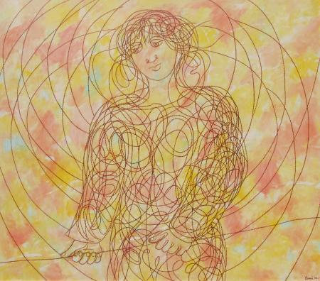 Il filo di Arianna, 1990, olio su faesite, 100 x 90 cm