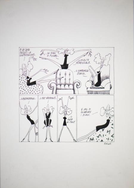 Il salotto di Fulvia, 1984, china su carta, 36,5x25cm