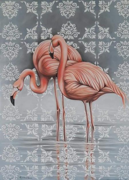 I Fenicotteri, 2020, olio su tela 60x80 cm
