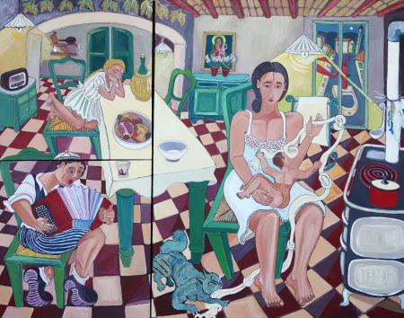 Trittico del nodi, 2018, tecnica mista 130 x 100 cm