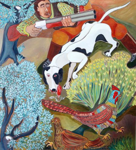 Babbo Peppe e Diana, 2015, tecnica mista 100 x 100 cm