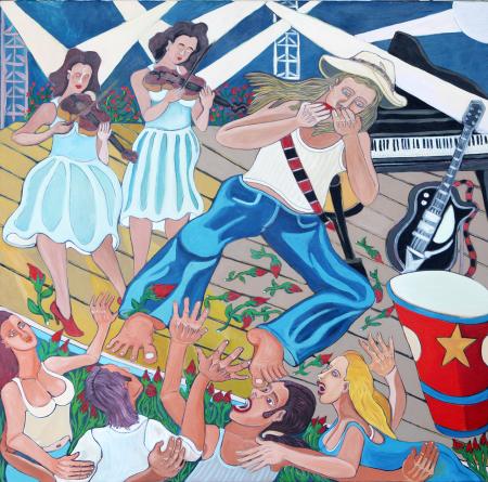 Hands in the garden, 2020, tecnica mista 100 x 100 cm