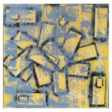 Insanity work, 100x100, 2021, tecnica mista su tela