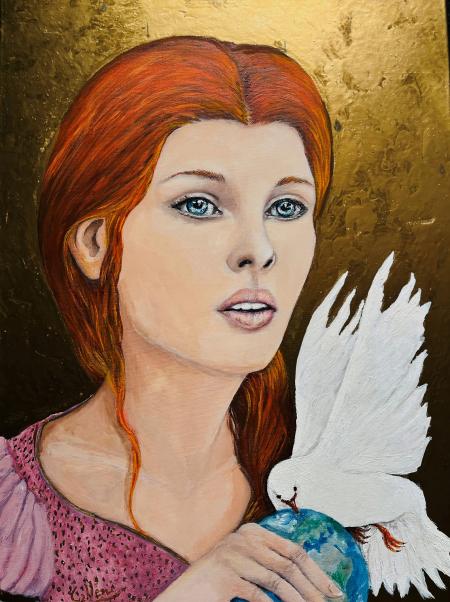 La Pace, 2024, acrilico e tecnica mista su tela 50 x 70 cm