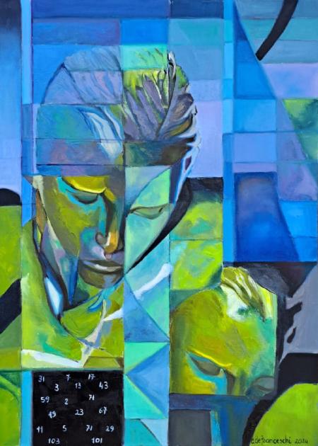 La solitudine dei numeri primi, 2024, tecnica mista su tela 60x70 cm