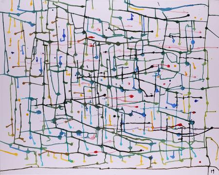 Labirinti, acrilici e chine su tela 100x80 cm