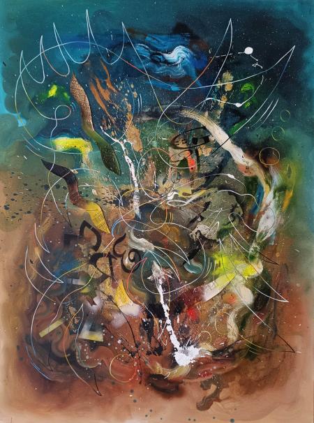 Le printemps de l'homme, 2025, tecnica mista su tela 150 x 200 cm