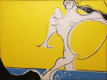 Angelo ribelle su sfondo giallo