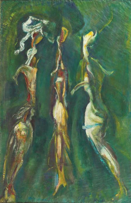 Mannequins in vetrina, 2004, olio e acrilico su tela, cm 130x85