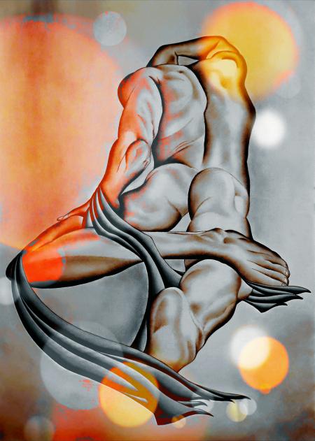 Adamo, variazioni cromatiche, 70x100, tecnica mista, 2021
