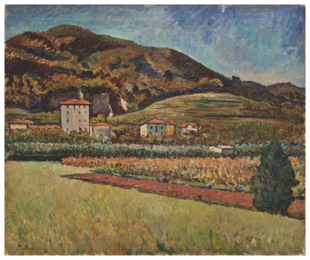 Paesaggio meriggio, 1928, olio su tela, cm 75x90