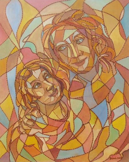 Maternità, 2004, olio su faesite, 40 x 50 cm