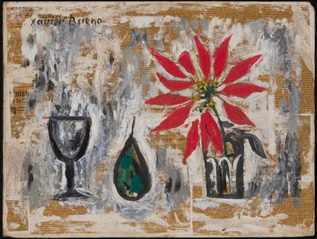 Natura morta con stella rossa, 1954, olio e collage su cartone telato, cm 30x40