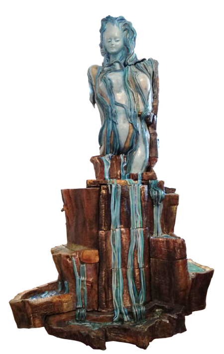 Esce dalla roccia ricca di vento e d’acqua, 2021, ceramica RAKU, 80x170 cm