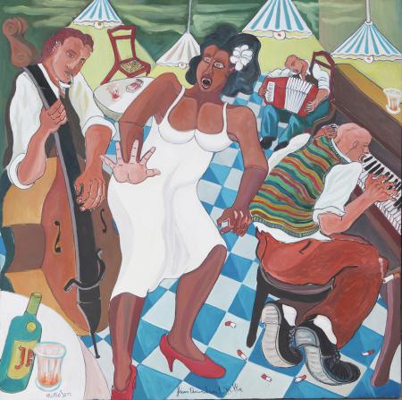 Accordeon per Bille, 2008, tecnica mista 100 x 100 cm
