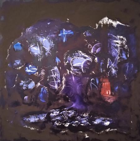 OMBROSI SENTIERI, 2021, olio su tela 80 x 80 cm