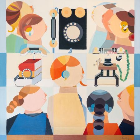 Once Upon a Time...Visit to a Museum, 2017, oil on canvas 90 x 90 cm