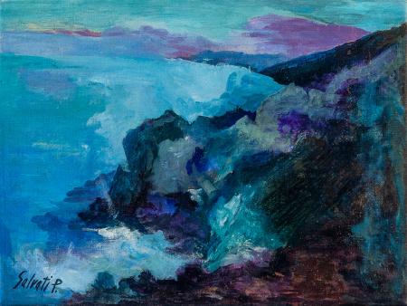 Paesaggio marino notturno, Normandia, 2008, olio su tela, 30 x 40 cm