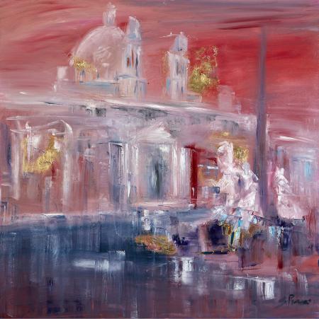 Piazza Navona, 2025, olio su tela 90x90 cm