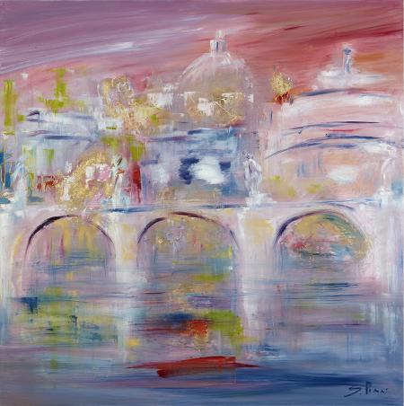 Ponte Sant'Angelo, 2025, olio su tela 90x90 cm