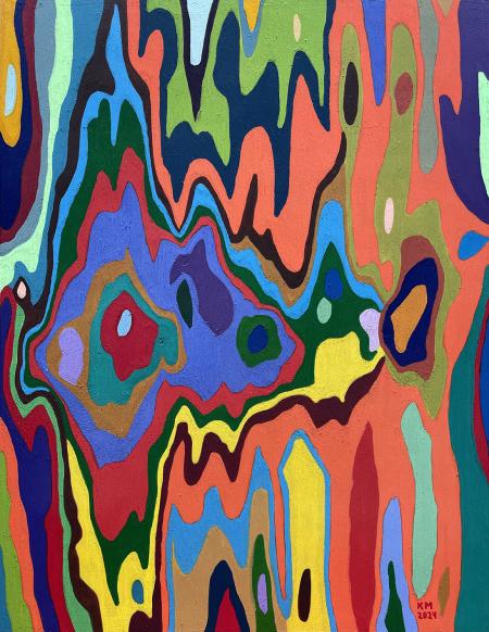 Rainbow Eucalyptus Tree 5, 2024, acrilico su legno 36x47 cm, € 3.250