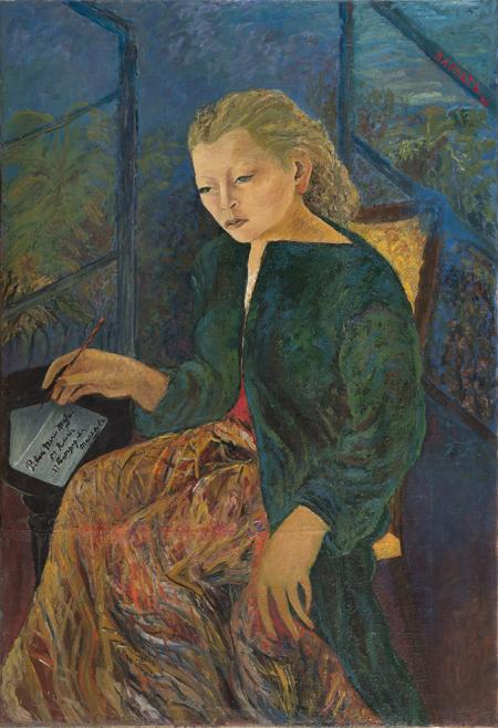 Autoritratto con lettera, 1942, olio su tela