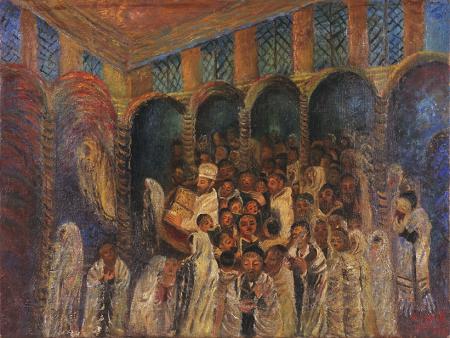 Yom Kippur in the Sinagogue, 1931, olio su tela