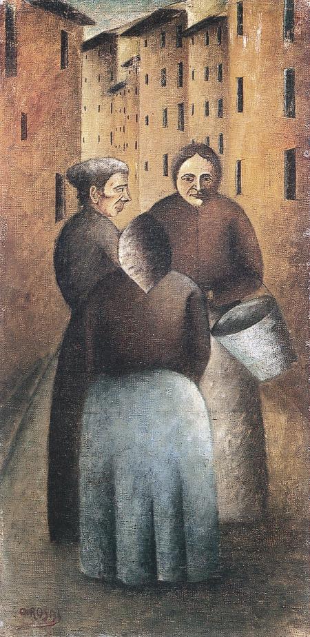 Incontro in via Toscanella (1922) Olio su tela, cm 70x35