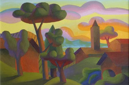 La valle, 2008, olio su tavola