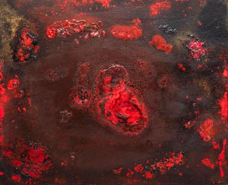 Red Monad N.2, 2024, acrilico su tela, tecnica mista 100x80 cm